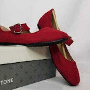 SUN + STONE Youth Girls  Mary Jane Flats Size 5 Red NWT